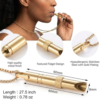 Breathing Easy Necklace, Mindfulness Breathing Stainless Steel Pendant for Stress Relief, Anxiety Management & Smoking Cessation Aid, Intricate Engraving for Men Women - color: Rotating Fidget Ring-Gold