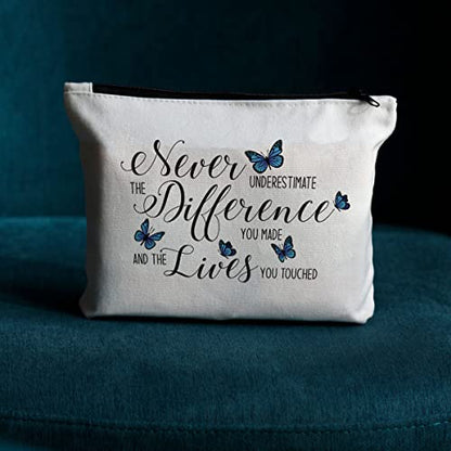 JIUWEIHU Inspirational Gifts Makeup Bag, Thank You Gift Cosmetic Bag, Travel Toiletry Bags Zipper Makeup Pouch, Christmas Friendship Graduation Birthday Gifts for Women Girls Sisters Friends - color: multi376