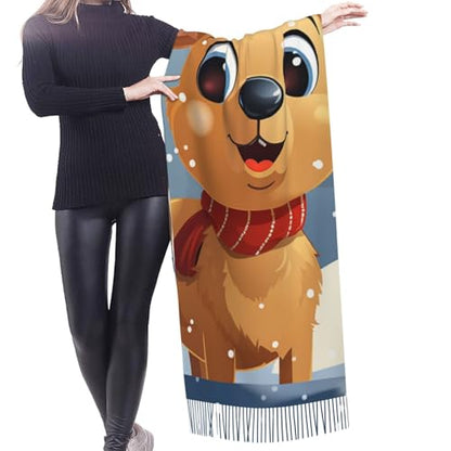 Astronaut Sitting in Yoga Chakra Scarf for Women Warm Soft Scarves Fashion Fringed Shawl Casual Tassel Blanket Scarf - color: Christmas Deer