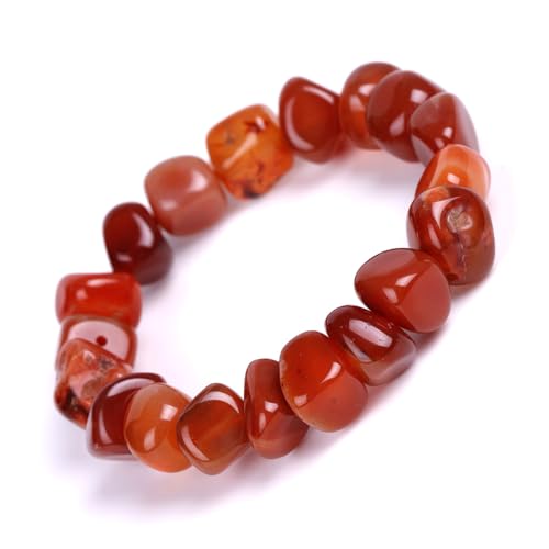 HZHRony Healing Crystal Stone Beads Bracelet Irregular Gemstone Beaded Bracelets For Women and Men Anxiety Relief Yoga Bracelet Jewelry Gifts 7 Inch - color: Red Agate