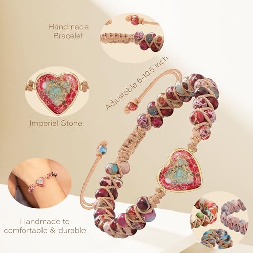 Gifts for Daughter Granddaughter, To My Mom Grandma Wife Girlfriend Sister Jasper Heart Bracelets Birthday Graduation Anniversary Christmas Stocking Stuffers Valentines Mothers Day Jewelry - style: 1.Gift To My Wife: Red Beads