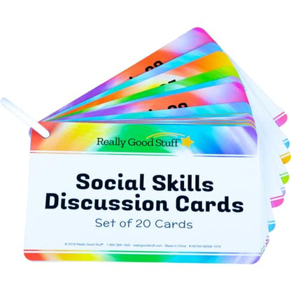 Really Good Stuff Social Skills Discussion Cards - Set of 20 Conversation Cards for Kids - Social Emotional Learning Activities for Understanding Social Rules and Developing Essential Social Skills - style: Social Skills Cards