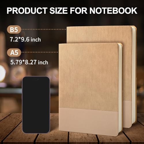 Lined Journal Notebook for Work College Ruled Note Book 5.79"x8.27"A5 PU Leather Daily Journaling 216 Pages for Women Men Writing Home School Supplies Business (Khaki) - color: 01-Khaki-1pack, style: B5 Lined 160pages