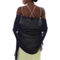 Womens Scarf Pashmina Shawls and Wraps for Evening Dresses Like Chiffon Silk Scarf for Bridal Wedding - color: Navy