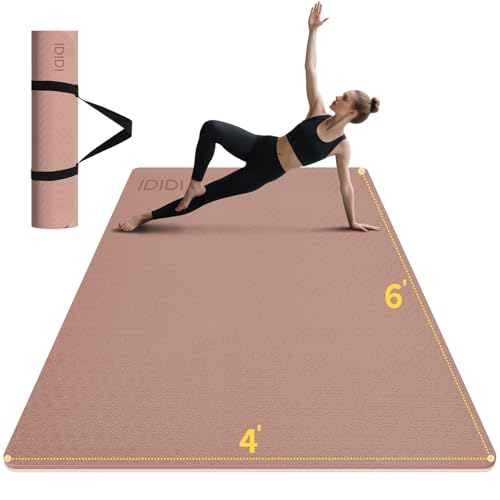 8mm & 10mm Thick Large Yoga Mat (6'x 4') - Extra Long and Wide Workout Mat for Men and Women, Non-Slip POE Fitness Mat, Eco-Friendly Exercise Mat for Home Workouts, Ideal for Yoga and Pilates - color: Brown+Apricot, size: 10mm