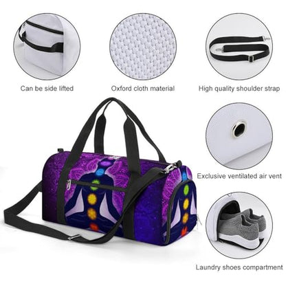 Seven Chakra Yoga Meditation Lotus Purple Mandala Large Capacity Portable Fitness Bag, Easy to Carry - color: Seven Chakra Yoga Meditation lotus purple man