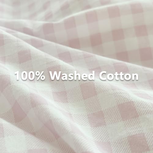 Pink Gingham Cotton Weighted Blanket Cover 60"x80", Checked Plaid Duvet Cover for Weighted Blanket, Grid Cotton Heavy Blanket Duvet Cover (Pink Gingham, 60"x80") - color: Pink Gingham (No Blanket), size: 60"x80"