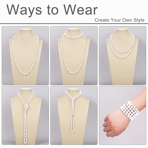 Beaded Necklace Hand Knotted for Woman - color: White Howlite