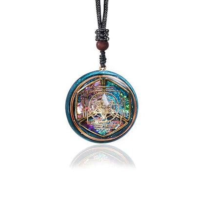 Da Piao Liang Sacred Geometry Orgone Pendant Necklace with Metatron's Cube & Mandala Design - SBB Copper Wire Energy Amulet, Black Adjustable 26-Inch Cord Chain for Spiritual Healing | Sacred Geometry Design, Metatron's Cube , Mandala, Adjustable Cord Cha