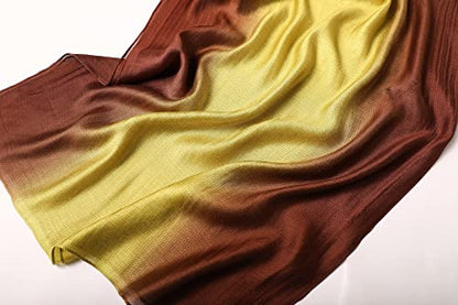 WINCESS.YU Women Gradient Scarf Long Shawls and Wraps Fashion Plain Pashmina Formal Scarf - color: Yellow Gradient