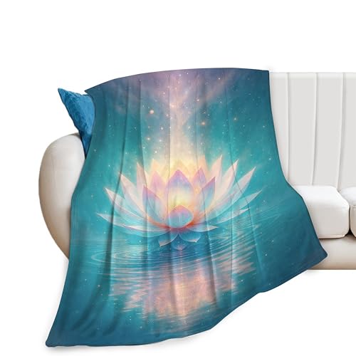Lotus Blanket Zen Lotus Waterlily Throw Blanket Soft Cozy Fleece Fuzzy Meditation Yoga Plush Warm Stuff Bedding Nursery Blankets Gifts for Boys Girls Kids Adult Men Women 50"X60" - color: Lotus, size: 50"x60"