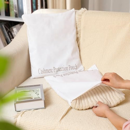 2 Pcs Cashmere Sweater Storage Bags with integrated Cedar Wood Breathable Washable Cotton Pouch Bags for Cashmere Wool Sweaters Storage Protection