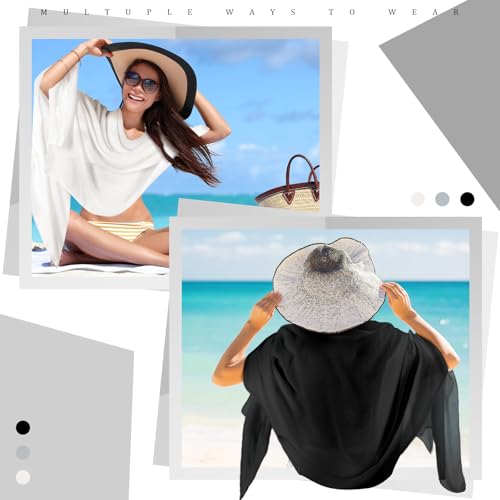 Patelai Sun Shawl Sun Protection Beach Travel Shawl Women's Beach Wraps for Women Travel Essentials - color: Black,dark Gray,white, size: 79 x 32 Inch