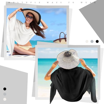 Patelai Sun Shawl Sun Protection Beach Travel Shawl Women's Beach Wraps for Women Travel Essentials - color: Black,dark Gray,white, size: 79 x 32 Inch