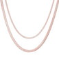 FOCALOOK 14K Gold Plated Necklaces for Women, Fashion Herringbone Choker Necklace Stainless Steel Flat Snake Chain 3/5MM(W) 12.5"/15"/18"+3.5"(L) - color: 5MM-15"&3MM-12.5" Layered-Rose Gold