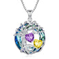 TOUPOP s925 Sterling Silver Family Celtic Tree of Life Pendant Necklaces with 2 Heart Birthstone with Blue Austrian Crystal Jewelry Birthday Valentines Day Gifts for Her, Anniversary Christmas Gifts for Wife Girlfriend Mom (18K Real White Gold Filled) - c