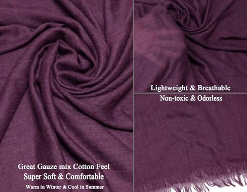 Women Summer Scarfs Lightweight Large Long Gauze Shawl Linen Beach Wrap Plain 75”×43” - color: Dark Purple