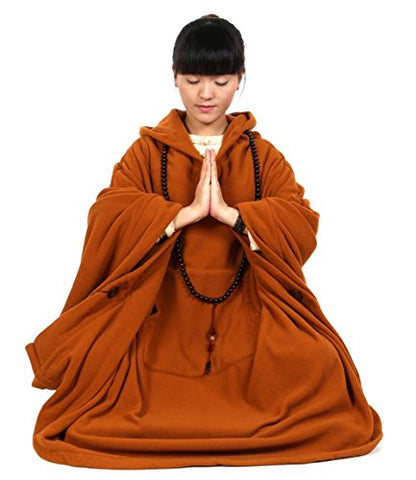 KATUO Meditation Buddhist Hooded Cloak Coat Women Men Outfit Oversize Coat (M, Orange)