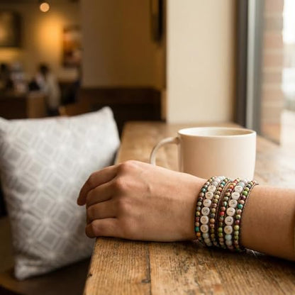 YGLINE Boho Handmade Natural Stone Bead 3 Row Wide Wrap Wrist Statment Bracelet Jewelry Collection - color: customer made-jasper