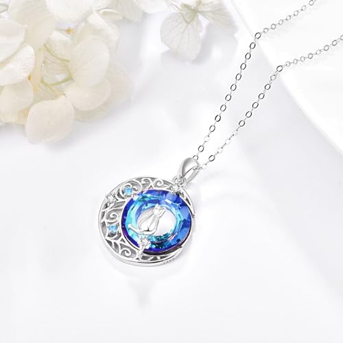 Palpitate Crystal Pendant Necklace 925 Sterling Silver Crystal Jewelry Christmas Gifts for Women - style: Cat-02