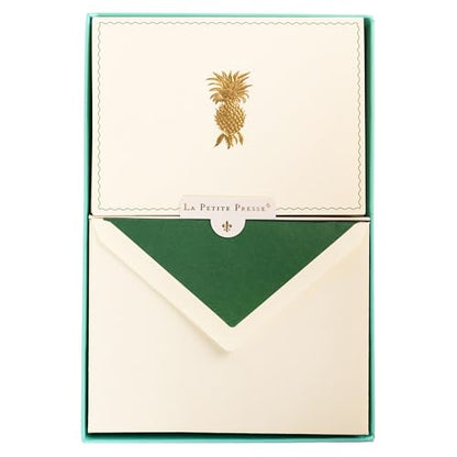 Graphique Pineapple Designer Cards Luxe Collection, Gold Foil Embossed Stationery Boxed Set, 10 Blank Cards with 11 Envelopes, All Occasion Greetings, 5.25" x 3.8" - color: Pineapple