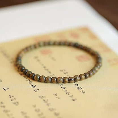 Generic Green Sandalwood 6mm Mala Bracelet Yoga Meditation Beads Buddha Beads with Natural Gems Natural Wood Prayer Meditation