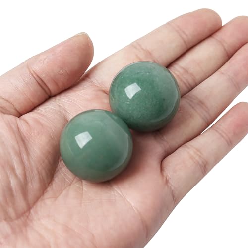Hand Exercise Balls 30mm for Women - Set of 2 Natural Crystal Stone Spheres - Finger Joint Relief & Stress Relax, Perfect Size for Women's Hands, Green Aventurine - color: Green Aventurine