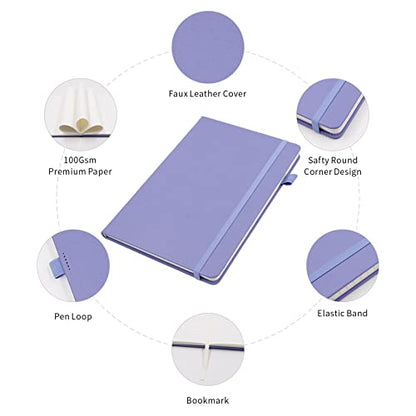 Lined Journal Notebooks with Pen Loop, Hardcover Notebook Journal for Work, 100Gsm Premium Thick Paper with Inner Pocket, Medium 5.7"x8.4", （Purple, Ruled） - color: Purple