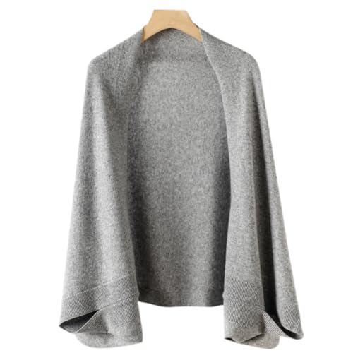 WaJuemy Shrug Sweater Shawl Wraps for Women Soft Cashmere Ponchos Sweater Cardigan Casual Open Front Top Cape Shawls - color: 14 M Grey