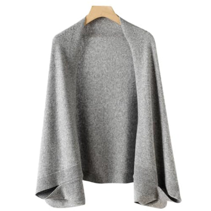 WaJuemy Shrug Sweater Shawl Wraps for Women Soft Cashmere Ponchos Sweater Cardigan Casual Open Front Top Cape Shawls - color: 14 M Grey
