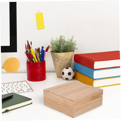 Outanaya Square Wooden Desktop Storage Box Natural Jewelry Box Pantry Storage Organizer - size: 12.50X12.50X5.00CM