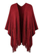 Ferand Shawl Wraps for Women, Cozy Lightweight Poncho Cape with Pockets, Warm for Fall Winter Travel - color: Burgundy