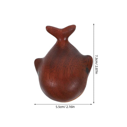 Hand-Carved Wooden Temple Block Whale Design – Natural Wood Percussion Instrument & Car Dashboard Decoration | Whale Sculpture Rhythm Block for Home, Studio, or Meditation Space