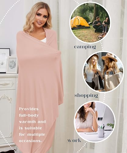 Tencel Cashmere Shawl Wraps for Women,Pashmina Stole Airplane Travel Wool Scarf Blanket Wrap Lightweight UPF 50+ - color: Pink