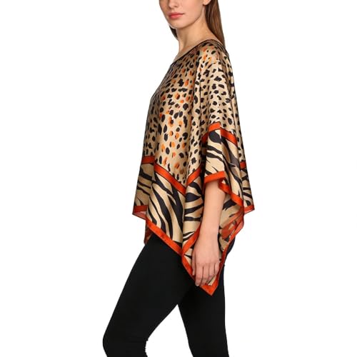 Women's Satin Cover Up Short Poncho Tops Sheer Chiffon Boho Pashmina Shawl Beach Soft Shawl - color: Style11
