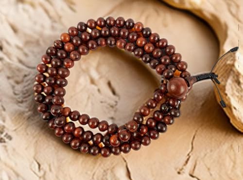 Agan Traders 108 Mala Prayer Beads Necklace for Men & Women – Tibetan Buddhist Prayer Beads Wrist Mala - Handmade Yak Bone Japa Mala Beads for Meditation, Yoga & Healing - color: Rosewood-10mm