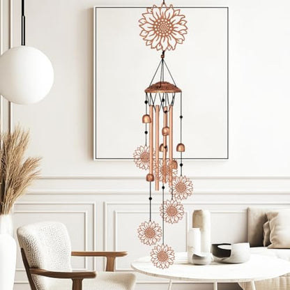 Large Aluminium Wind Chimes 33" Outdoor Deep Tone Memorial Wind Chimes with Sunflower Wind Catcher, Sympathy for Loss of Loved Mom Father,Metal Wind Chime for Garden Patio Balcony Home Decor