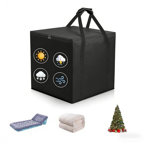 Outdoor Patio Cushion Storage Bag -Waterproof Large Patio Furniture Cushion Organizer Storage Bag with Handle and Zipper, 32" L x32 W x 24" H Big Foldable Duffle Cover - size: 32"L x 32"W x 24"H