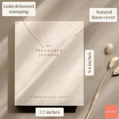 Peachly Pregnancy Journal - Linen Pregnancy Book to Capture Every Milestone - Pregnancy Must Haves - Baby Book Keepsake Pregnancy Journals For First Time Moms and Experienced Moms - color: Beige
