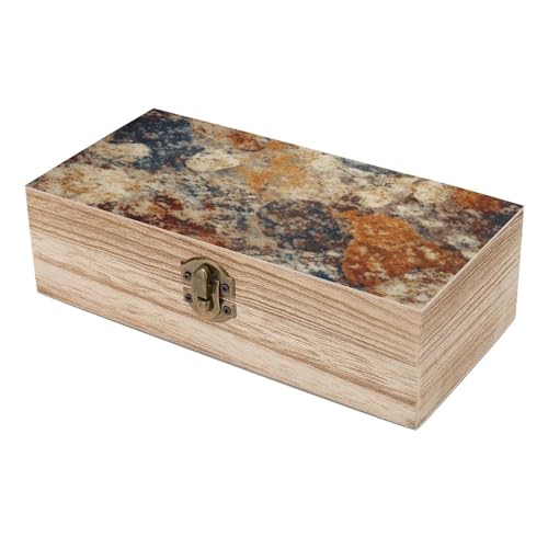 Abstract Granite Wooden Box Souvenir Wooden Storage Box with Lid And Front Clasp Office Desk Organizer Bins Keepsake Boxes Memory Box Jewelry Box Gift Boxes