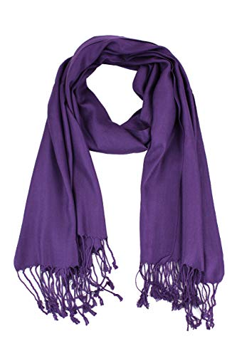 Luxurious Pashmina Feel Scarf & Shawl - Soft Solid Color Wrap for Weddings, Evening Dresses, Gifts - color: Dark Purple