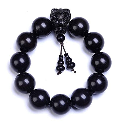Zen Dear Unisex Natural Ebony Wood Buddhist Prayer Bead Necklace Bracelet Tibetan Prayer Mala Beaded Black - style: 20mm 12beads Long's Head