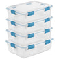 Sterilite 4-Pack Gasket Box, Home Storage Organizer Bins with Lids, 37 Quart – Stackable Clear Plastic Containers for Bedroom, Bathroom, Garage, Basement, or Attic - size: 37 Quart, style: 4 Pack