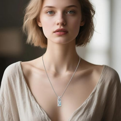 Cremation Urn Necklaces for Ashes Sterling Silver 3D Vertical Bar Memorial Pendant for Loved Ones Keepsake Cremation Jewelry Gifts for Women Men - style: Rose Flower