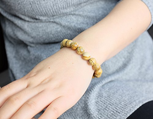 Falari 10mm Natural Semi Precious Gemstone Stretch Bracelet Unisex - color: Jasper