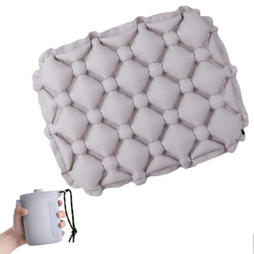 Inflatable Seat Cushion Travel Portable Lightweight Air Stadium Seat Pad Chair Pad with Storage Bag for Airplane Camping Bleacher Hiking Office Car Outdoor (Gray + Air Pump) - color: Gray + Air Pump