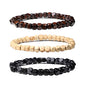 3 Pcs 5mm Wood Beads Bracelet for Men Women Elastic Stretch Mala Prayer Meditation Wristband