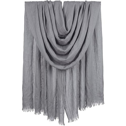 Women Summer Scarfs Large Long Lightweight Linen Beach Gauze Shawl Wrap 75”×43” - color: Grey