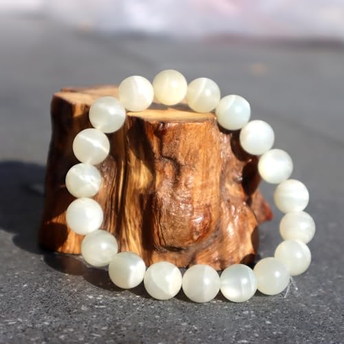 Natural Handmade Healing Chakra Bracelet - color: 12mm-Green Moonstone-FOR 8-8.7 INCH WRIST