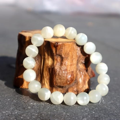 Natural Handmade Healing Chakra Bracelet - color: 12mm-Green Moonstone-FOR 8-8.7 INCH WRIST